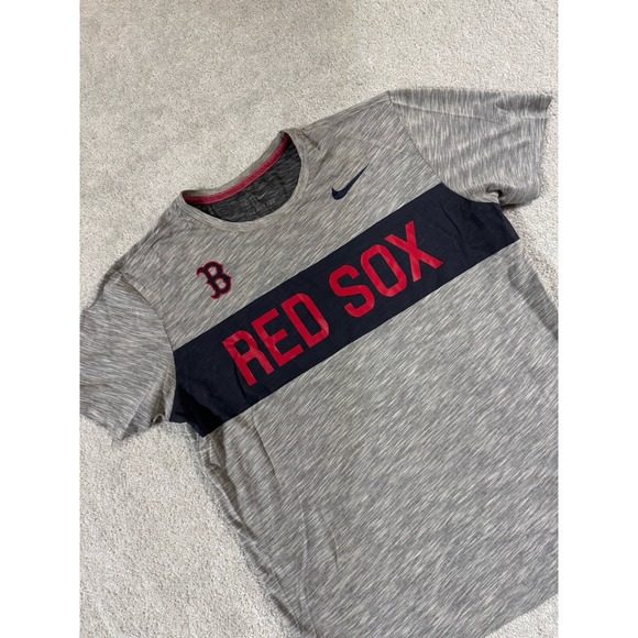 Boston Red Sox T-Shirt  Large Nike DRI-fit MLB Heather Gray Poly/Cotton Blend‎ - Picture 1 of 11